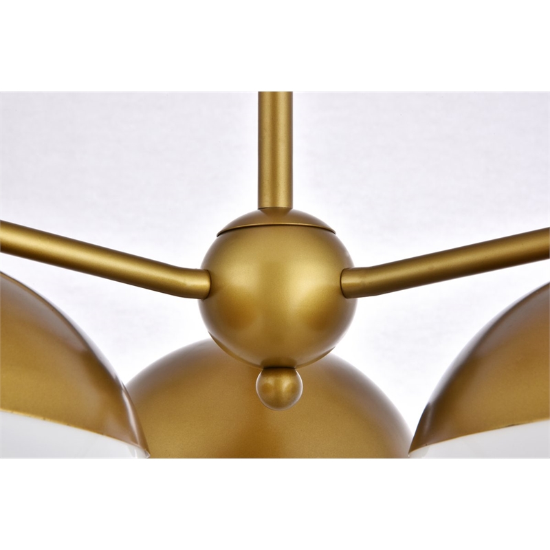 Living District Eclipse 3-Light Glass & Metal Pendant in Brass/Frosted White