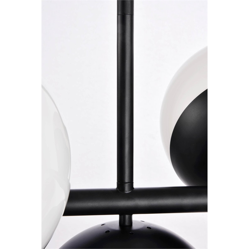 Living District Eclipse 7-Light Metal & Glass Pendant in Black/Frosted White
