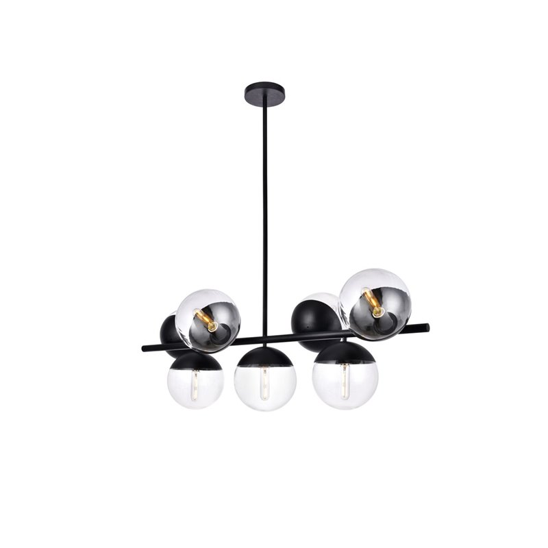 Living District Eclipse 7-Light Metal & Glass Pendant in Black/Clear