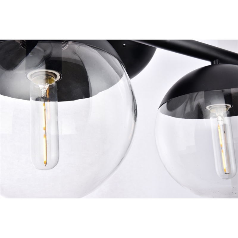 Living District Eclipse 7-Light Metal & Glass Pendant in Black/Clear