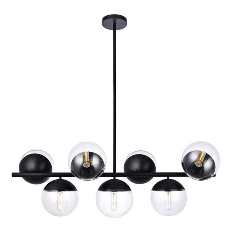 Living District Eclipse 7-Light Metal & Glass Pendant in Black/Clear