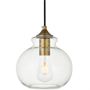 Living District Destry 1-Light Metal Pendant in Brass and Clear