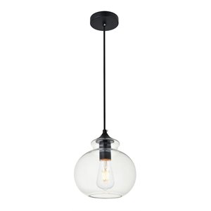 living district destry 1-light metal pendant in brass and clear