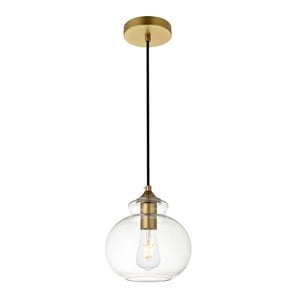 living district destry 1-light metal pendant in chrome and clear finish