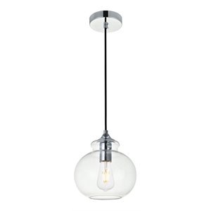 living district destry 1-light metal pendant in black and clear