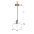 Living District Destry 1-Light Metal Pendant in Brass and Clear Finish