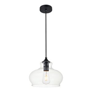 living district destry 1-light metal pendant in brass and clear finish