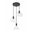 Living District Destry 3-Light Metal Pendant in Black and Clear