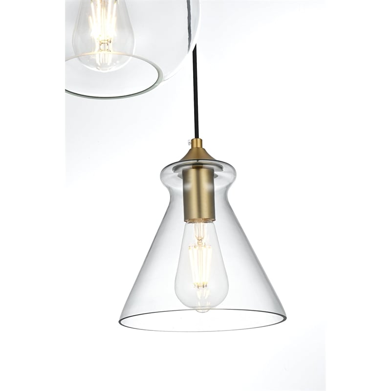 Living District Destry 3-Light Metal Pendant in Black and Clear