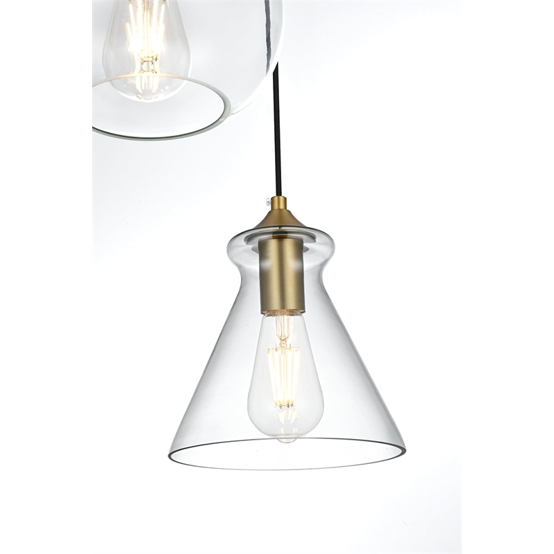 Living District Destry 3-Light Metal Pendant in Chrome and Clear