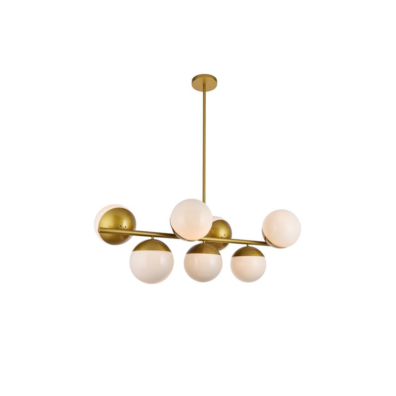Living District Eclipse 7-Light Metal & Glass Pendant in Brass/Frosted White