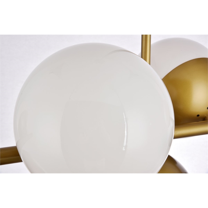 Living District Eclipse 7-Light Metal & Glass Pendant in Brass/Frosted White