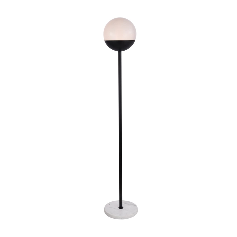 Living District Eclipse 1-Light Metal & Glass Floor Lamp in Black/Frosted White