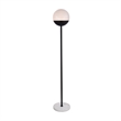 Living District Eclipse 1-Light Metal & Glass Floor Lamp in Black/Frosted White