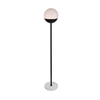 Living District Eclipse 1-Light Metal & Glass Floor Lamp in Black/Frosted White