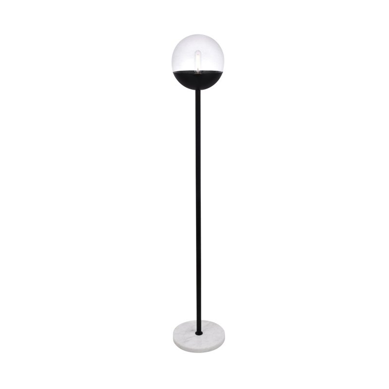 Living District Eclipse 1-Light Metal & Glass Floor Lamp in Black/Clear
