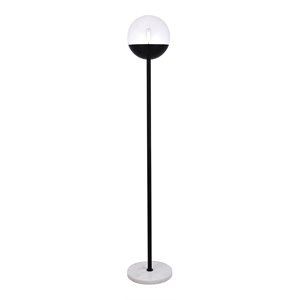 Living District Eclipse 1-Light Metal & Glass Floor Lamp in Black/Clear