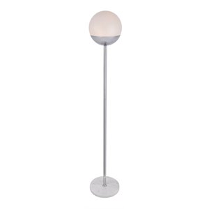 Living District Eclipse 1-Light Metal & Glass Floor Lamp in Chrome/Frosted White