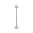 Living District Eclipse 1-Light Metal & Glass Floor Lamp in Chrome/Clear