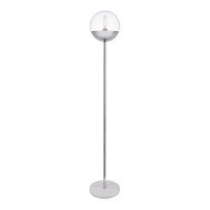 Living District Eclipse 1-Light Metal & Glass Floor Lamp in Chrome/Clear