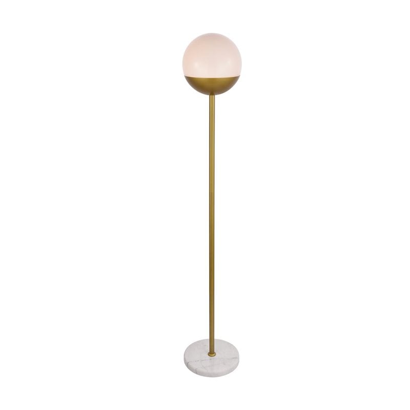 Living District Eclipse 1-Light Metal & Glass Floor Lamp in Brass/Frosted White