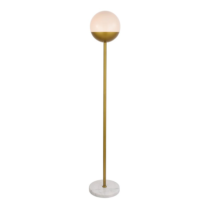 Living District Eclipse 1-Light Metal & Glass Floor Lamp in Brass/Frosted White