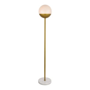 Living District Eclipse 1-Light Metal & Glass Floor Lamp in Brass/Frosted White