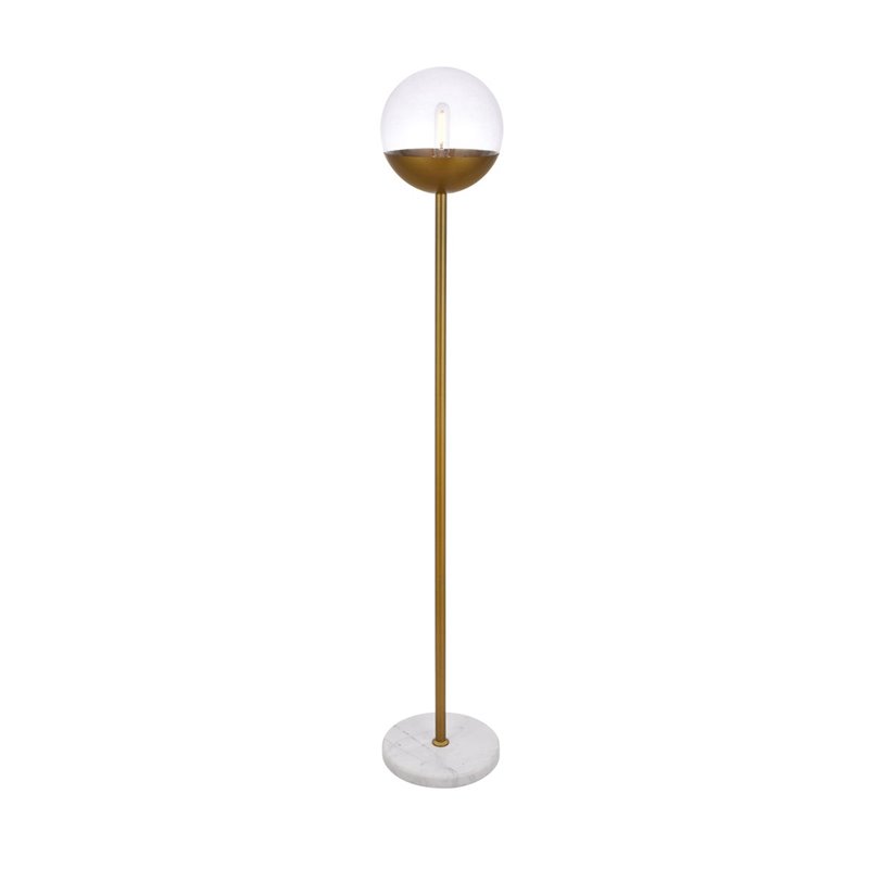 Living District Eclipse 1-Light Metal & Glass Floor Lamp in Brass/Clear