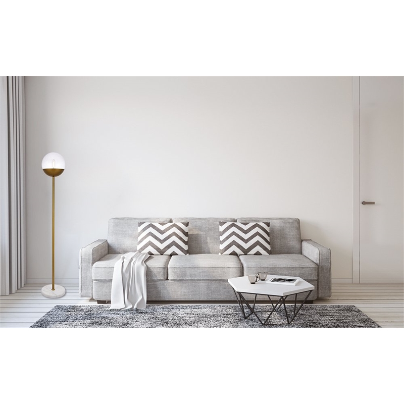 Living District Eclipse 1-Light Metal & Glass Floor Lamp in Brass/Clear