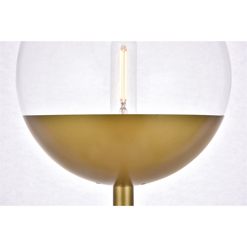 Living District Eclipse 1-Light Metal & Glass Floor Lamp in Brass/Clear