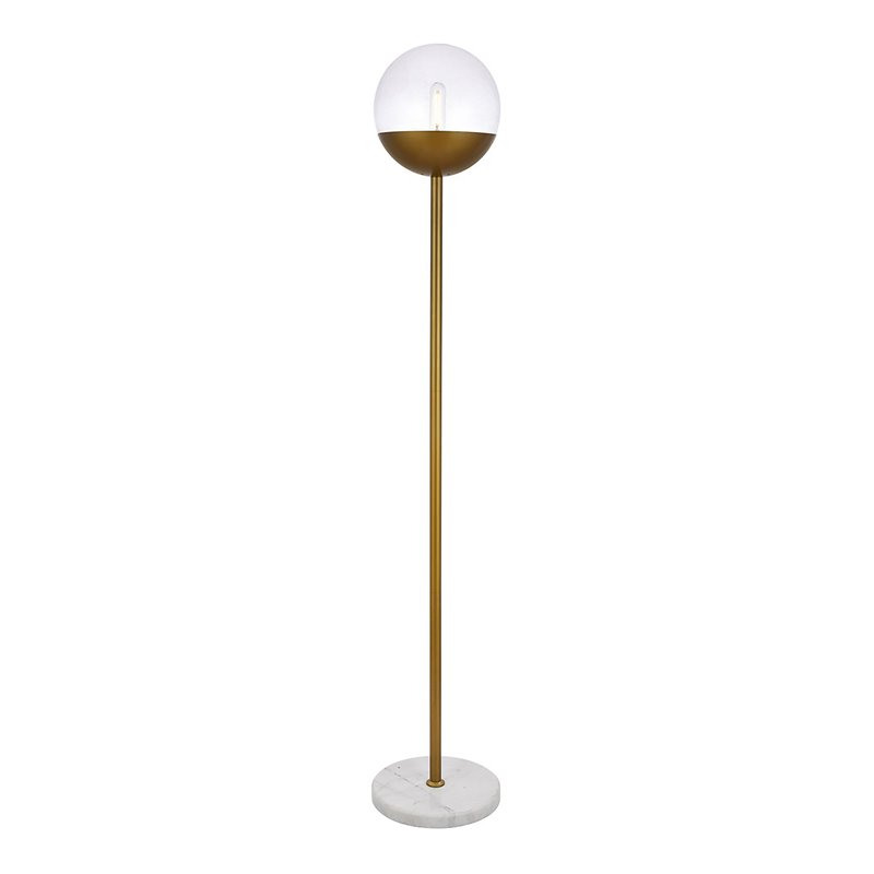 Living District Eclipse 1-Light Metal & Glass Floor Lamp in Brass/Clear