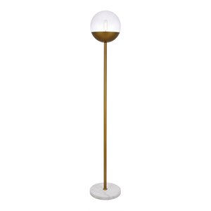 Living District Eclipse 1-Light Metal & Glass Floor Lamp in Brass/Clear
