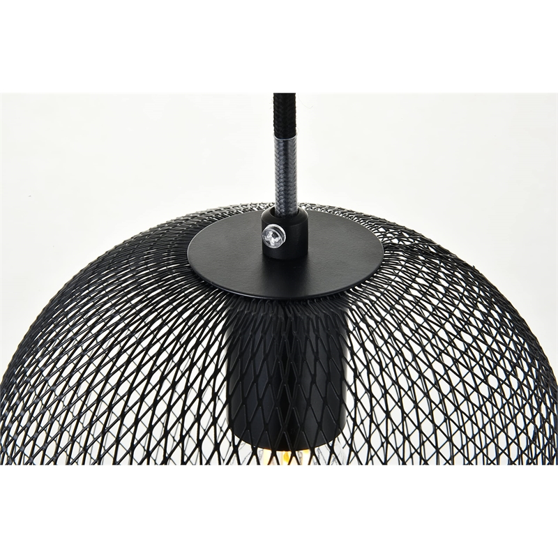 Living District Keller 1-Light Mid-Century Metal Pendant - Black Finish