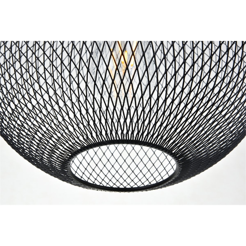 Living District Keller 1-Light Metal Pendant in Black Finish