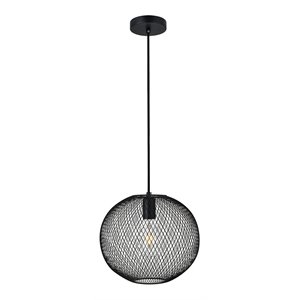 Living District Keller 1-Light Metal Pendant in Black Finish