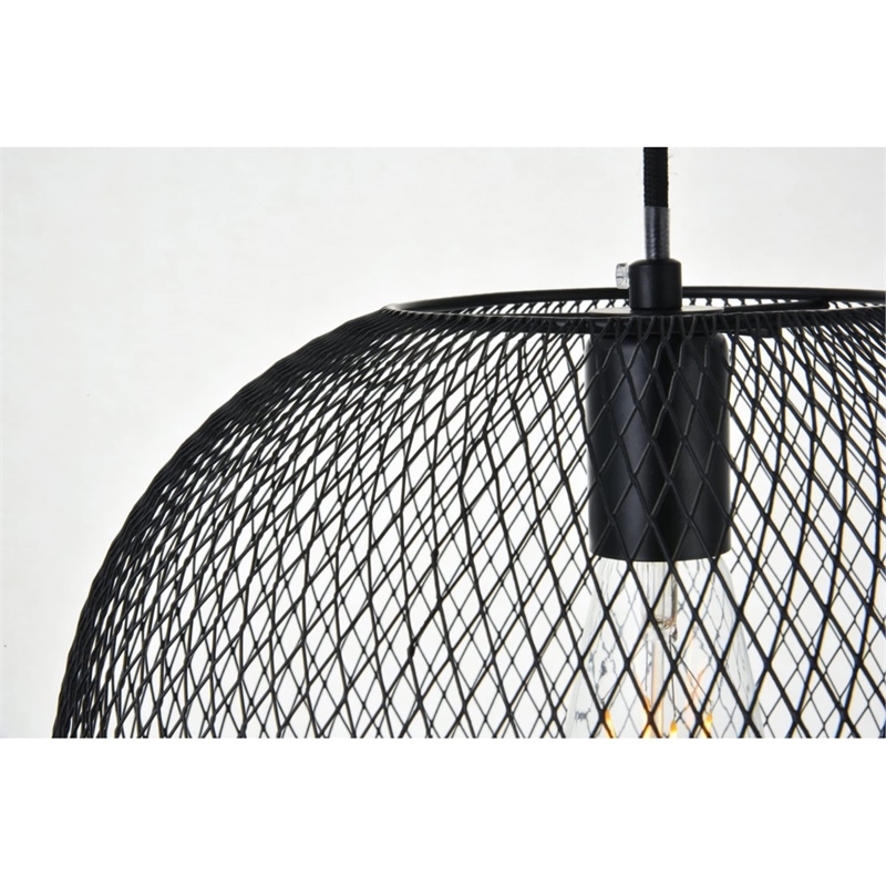 Living District Keller 1-Light Mid-Century Metal Pendant - Black