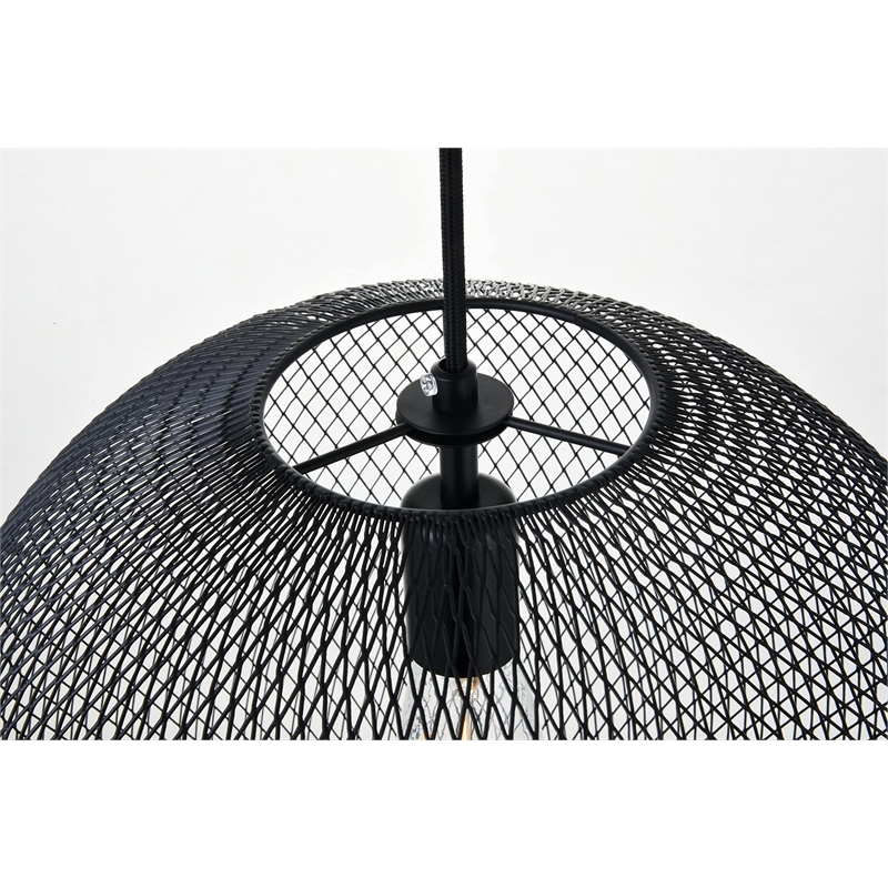 Living District Keller 1-Light Mid-Century Metal Pendant - Black