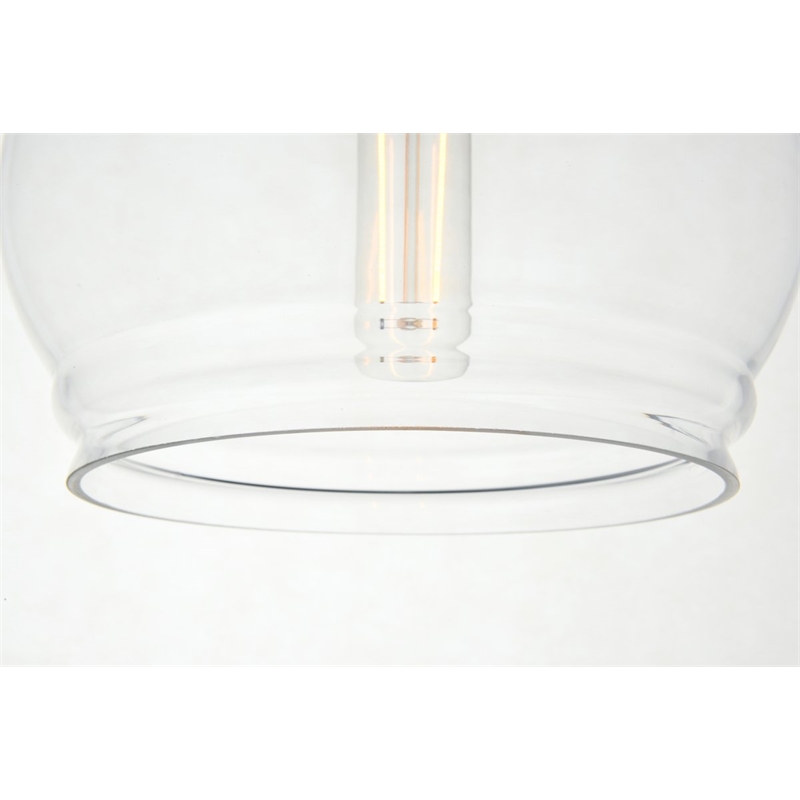 Living District Kenna 1-Light Metal & Glass Pendant in Chrome/Clear
