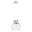 Living District Kenna 1-Light Metal & Glass Pendant in Chrome/Clear