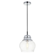 Living District Kenna 1-Light Metal & Glass Pendant in Chrome/Clear