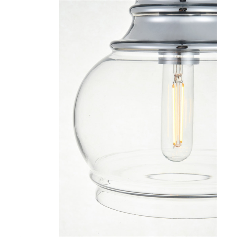 Living District Kenna 1-Light Metal & Glass Pendant in Chrome/Clear