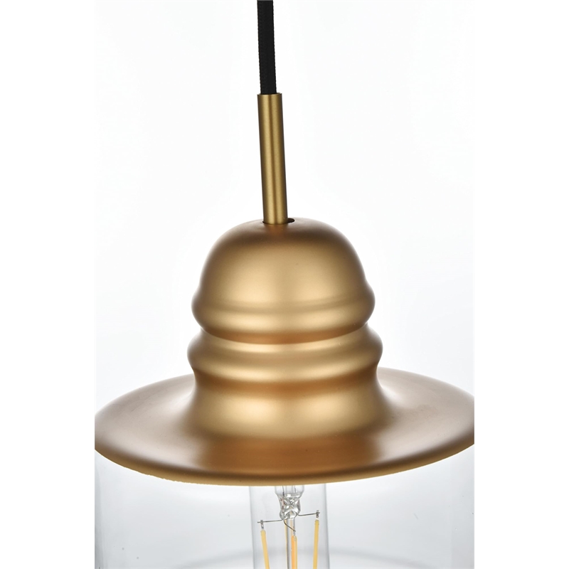 Living District Kenna 1-Light Metal Pendant in Black and Clear