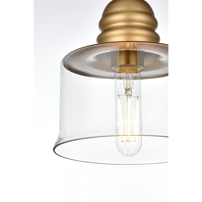 Living District Kenna 1-Light Metal Pendant in Black and Clear