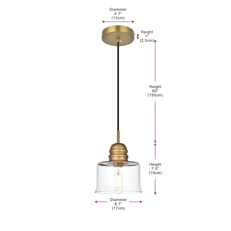 Living District Kenna 1-Light Metal Pendant in Chrome and Clear Finish