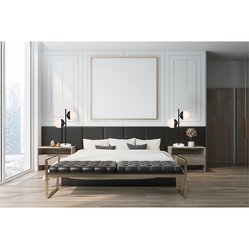 Living District Eclipse 2-Light Metal & Glass Table Lamp in Black/Frosted White