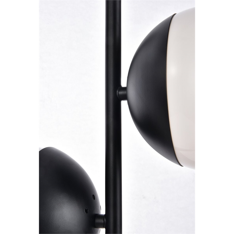 Living District Eclipse 2-Light Metal & Glass Table Lamp in Black/Frosted White