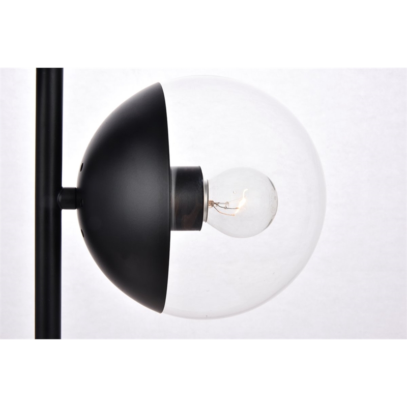 Living District Eclipse 2-Light Metal & Glass Table Lamp in Black/Clear