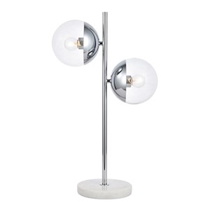 living district eclipse 2-light metal & glass table lamp in chrome/clear