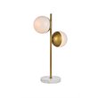 Living District Eclipse 2-Light Metal & Glass Table Lamp in Brass/Frosted White