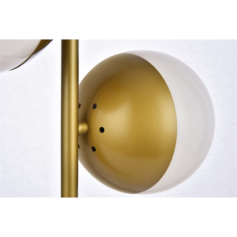 Living District Eclipse 2-Light Metal & Glass Table Lamp in Brass/Frosted White